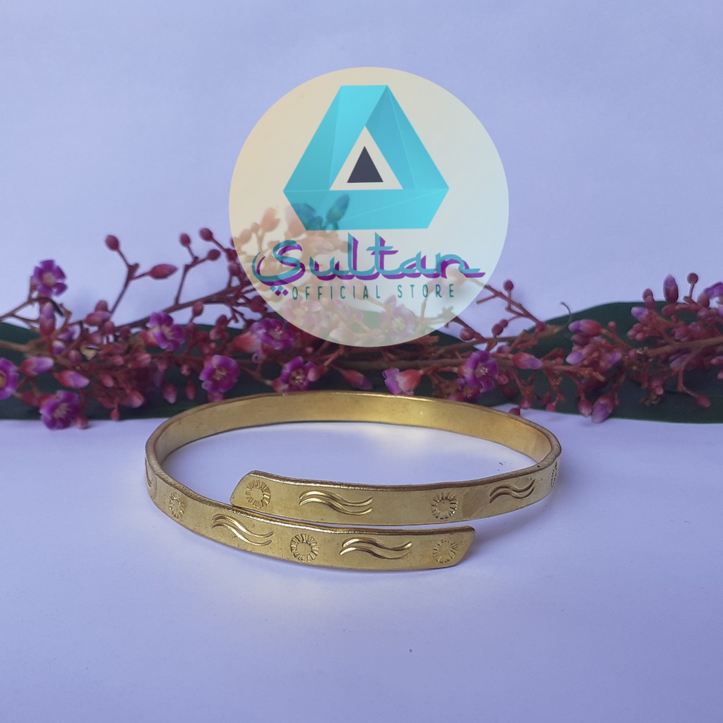 [Berlapis Emas 24k Original] Sultan Bracelet Gelang Ukir Anak dan Dewasa Koin Logam Kuningan #GK09