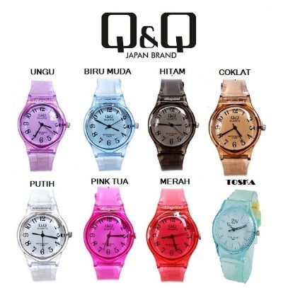 Jam Tangan Q&Q Jelly Angka Rubber Transparant Transparan bening Karet jam tangan murah // QQ QQ001