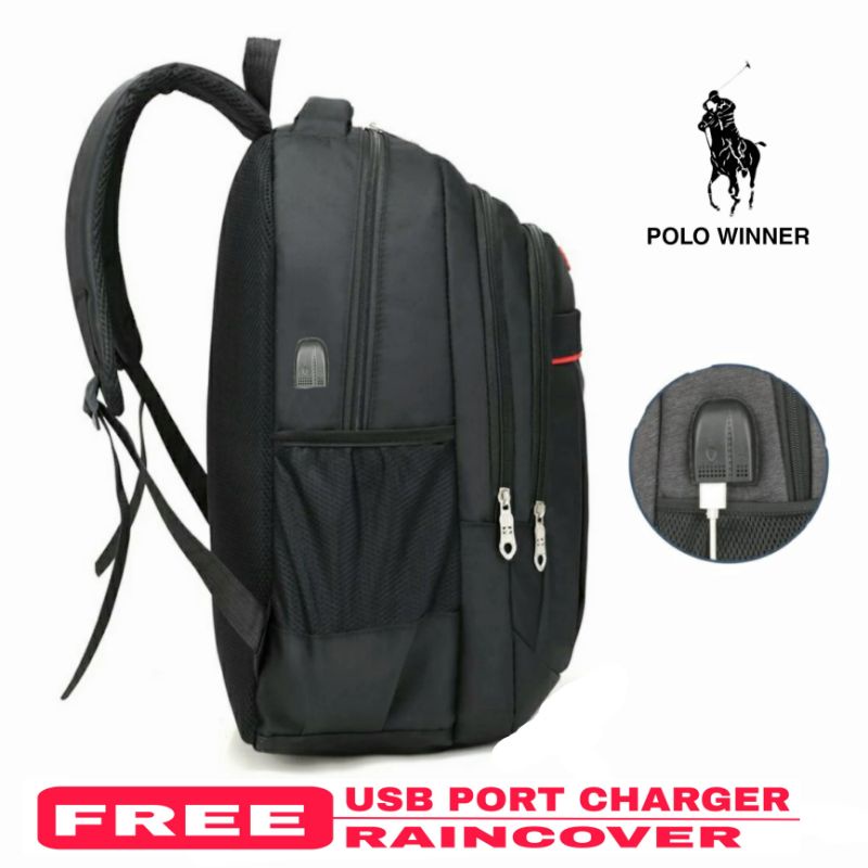 Polo Winner Ransel LaptopUsb Port Charger Laptop Backpack Tas  Sekolah Pria Smp Sma Polo Winner Usb  1272