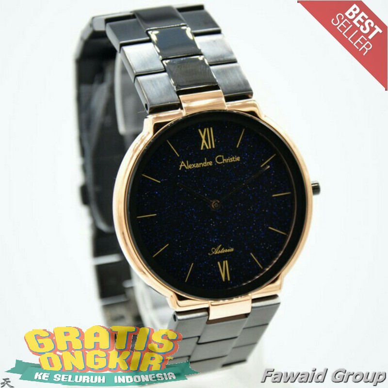 Best Seller Jam tangan Pria ALEXANDRE CHRISTIE AC 8480 SLIM PRIA ROSEGOLD BLACK ORIGINAL