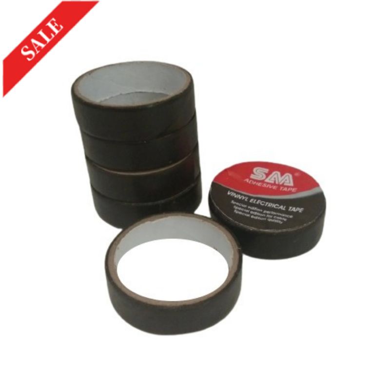 

1slop Solatip Kabel Isolasi Hitam Kecil/Isolasi Hitam Listrik (10Pcs roll) Merk SM grosir Vinyl