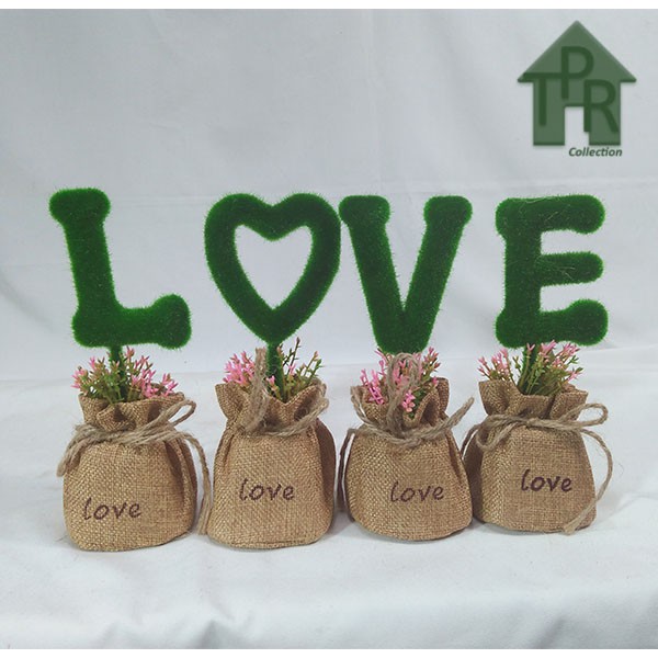 Buket Lumut HOME + LOVE Karung set.