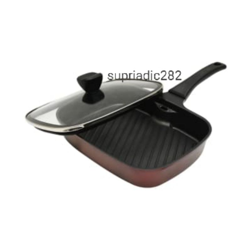 Wajan Pemanggang Aluminium Anti Lengket Tutup Kaca