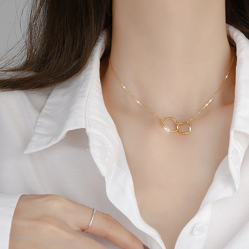 Kalung Choker Rantai Klavikula Liontin Cincin Ganda Warna Permen Gaya Korea Untuk Wanita