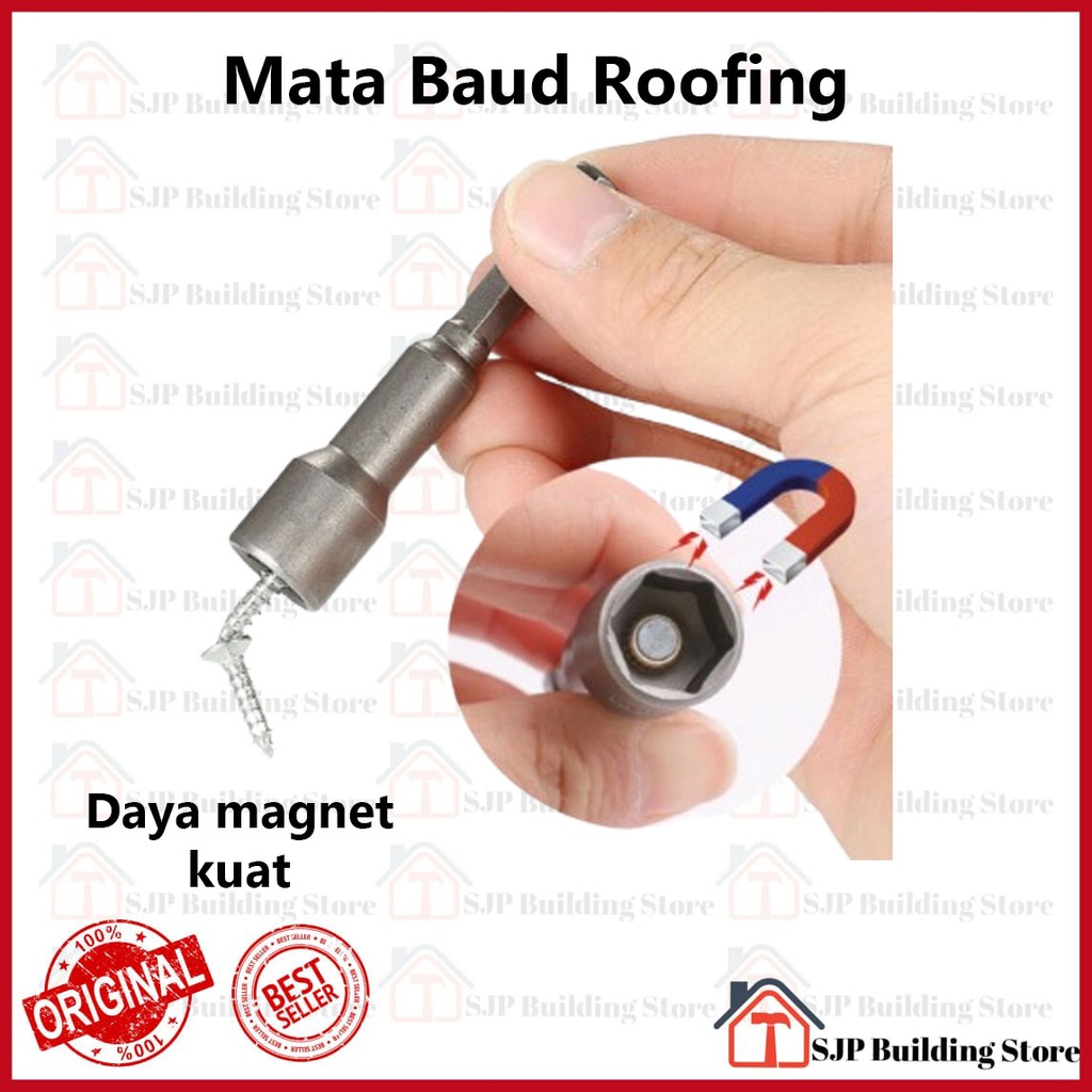 Mata Roofing 8 mm Magnetic Hex Socket Nut / Kunci Sock Baut Roofing Baja Ringan 8 Mm / Kunci Sok Roofing Mata Sok Baut Ruping