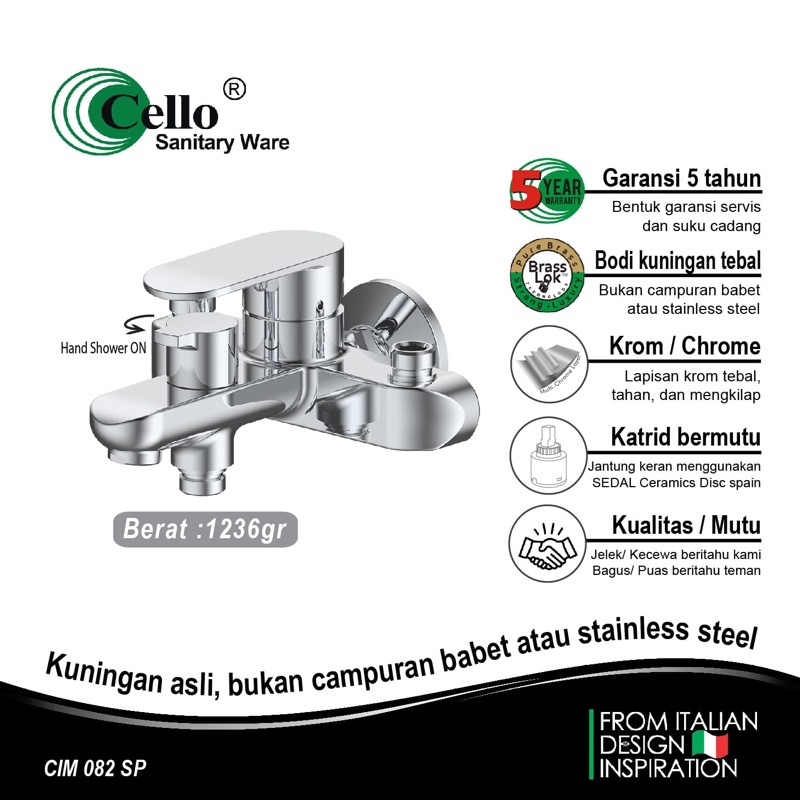 KRAN MIXER CELLO CIM082SP KRAN TANPA BOBOK TEMBOK