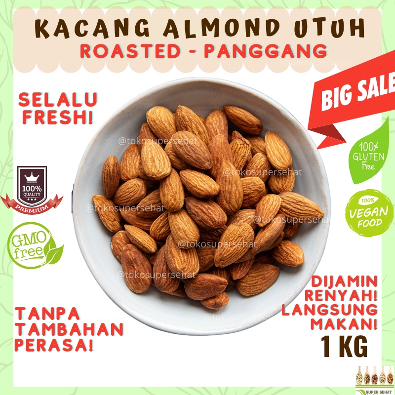 

KACANG ALMOND PANGGANG 1KG / ALMOND WHOLE ROASTED ORGANIK 1KG