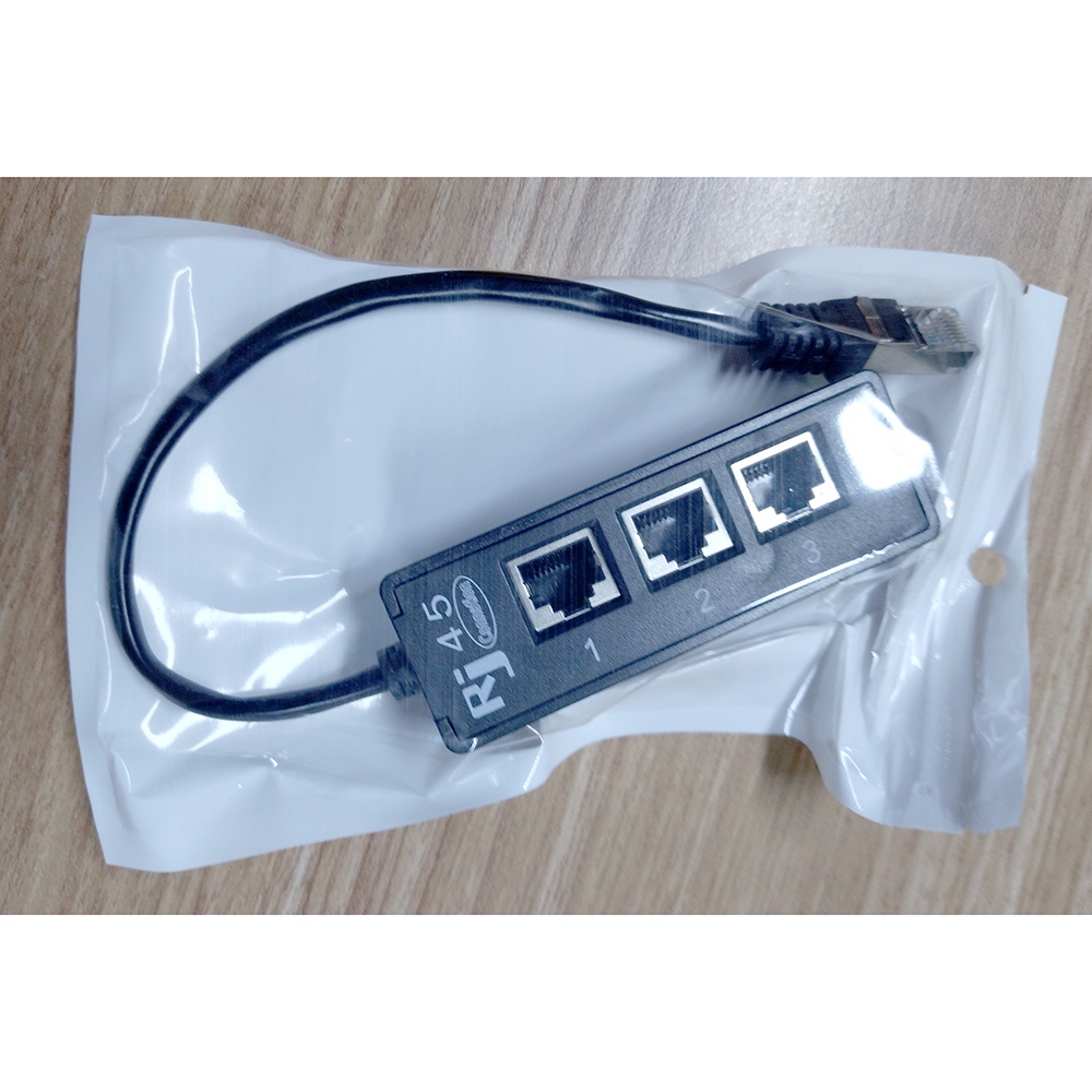 RJ45 LAN Ethernet Network Connector Splitter 1 to 3 - Black