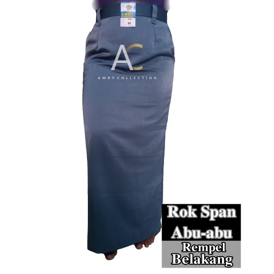 Rok Span Abu-abu Rempel belakang Maxi Skirt