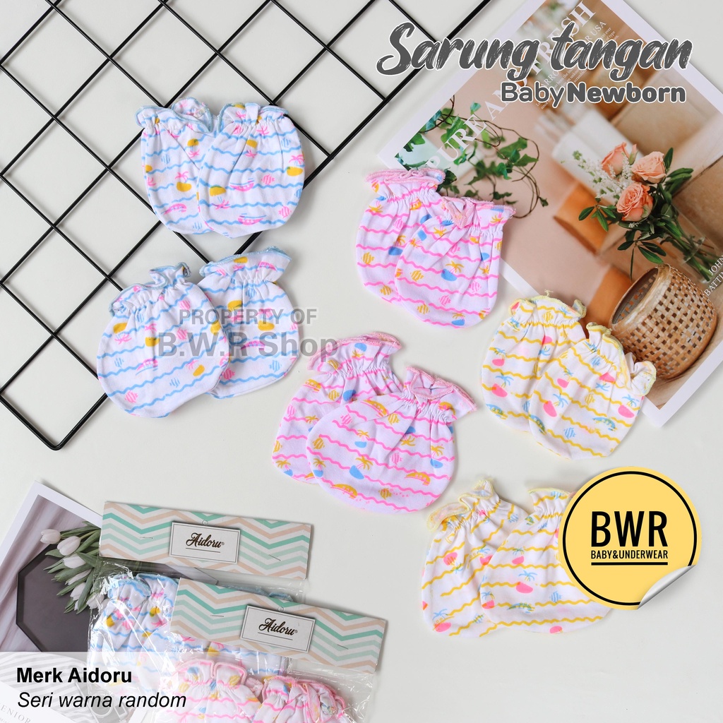 Sarung Tangan Bayi Newborn AIDORU Salur / Sarung Tangan Dan Kaki Bayi | Bwr