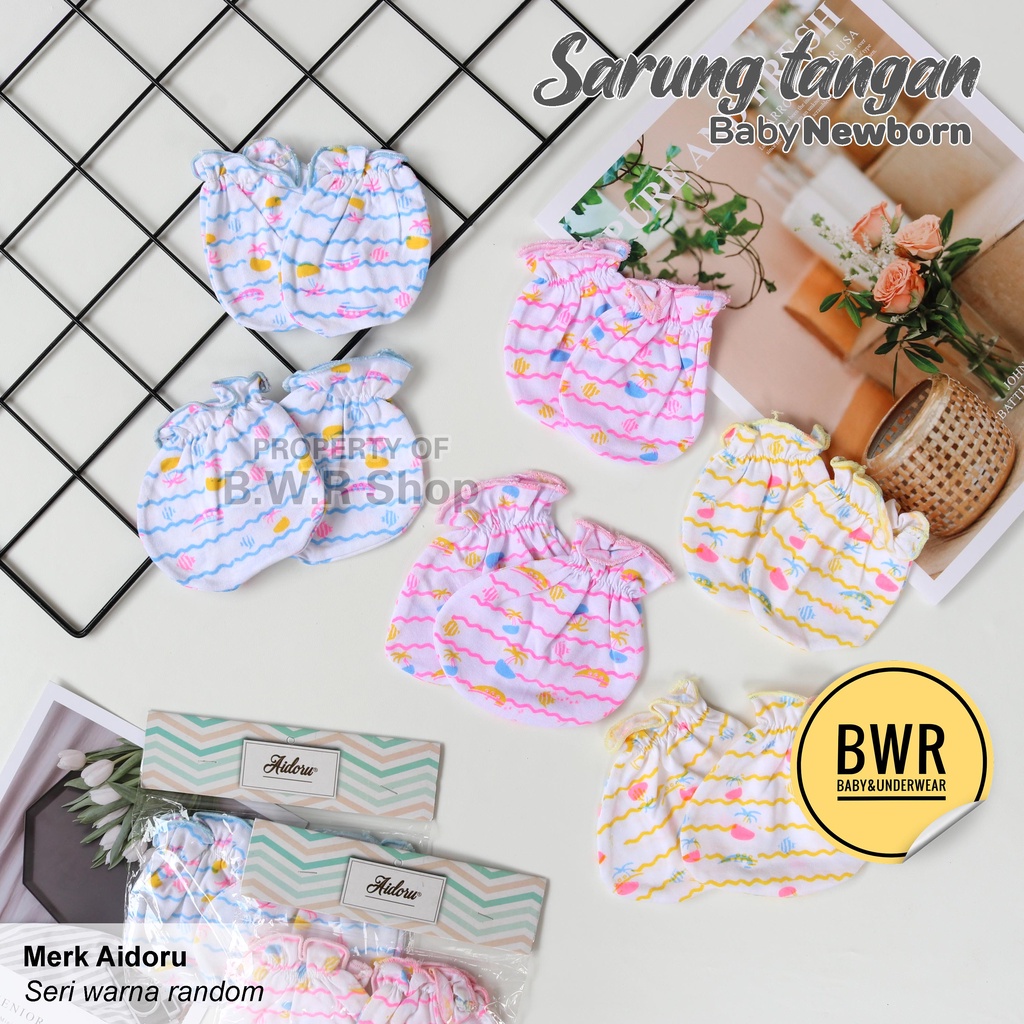 Sarung Tangan Bayi Newborn AIDORU Salur / Sarung Tangan Dan Kaki Bayi | Bwr