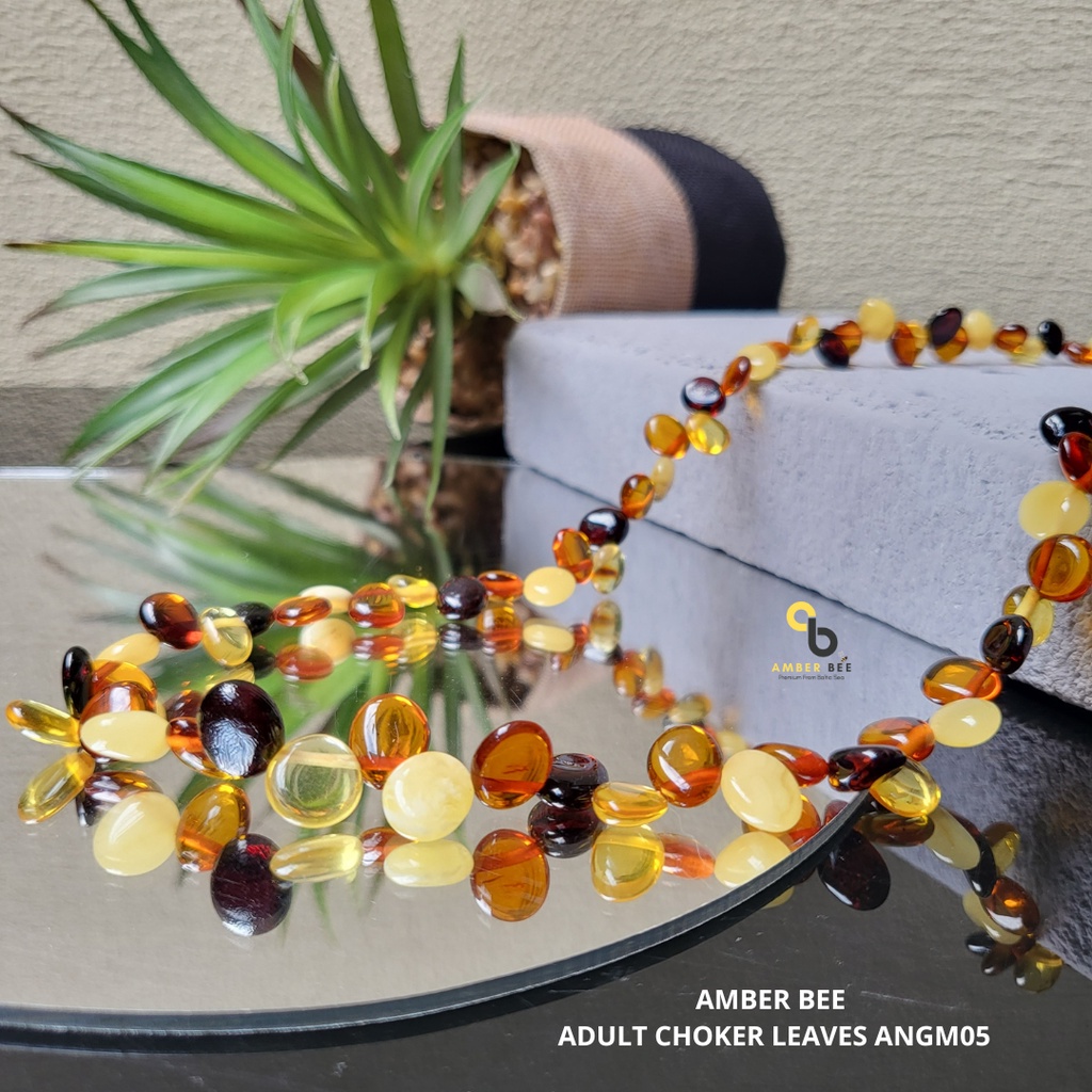 Kalung Amber Dewasa by Amber Bee Glossy Choker Leaves Multicolor ANGM05