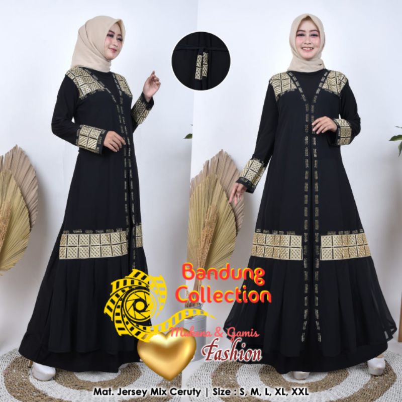 Gamis Abaya Super Murah Bahan Jersey Korea Luar Lapis Ceruti Import Bordir dan Swaroski Mewah Murah 