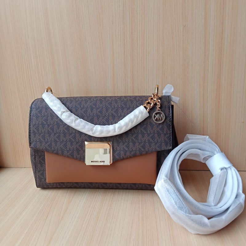 Tas MK Lita  Shoulder Bag Signature Brown Luggage Original