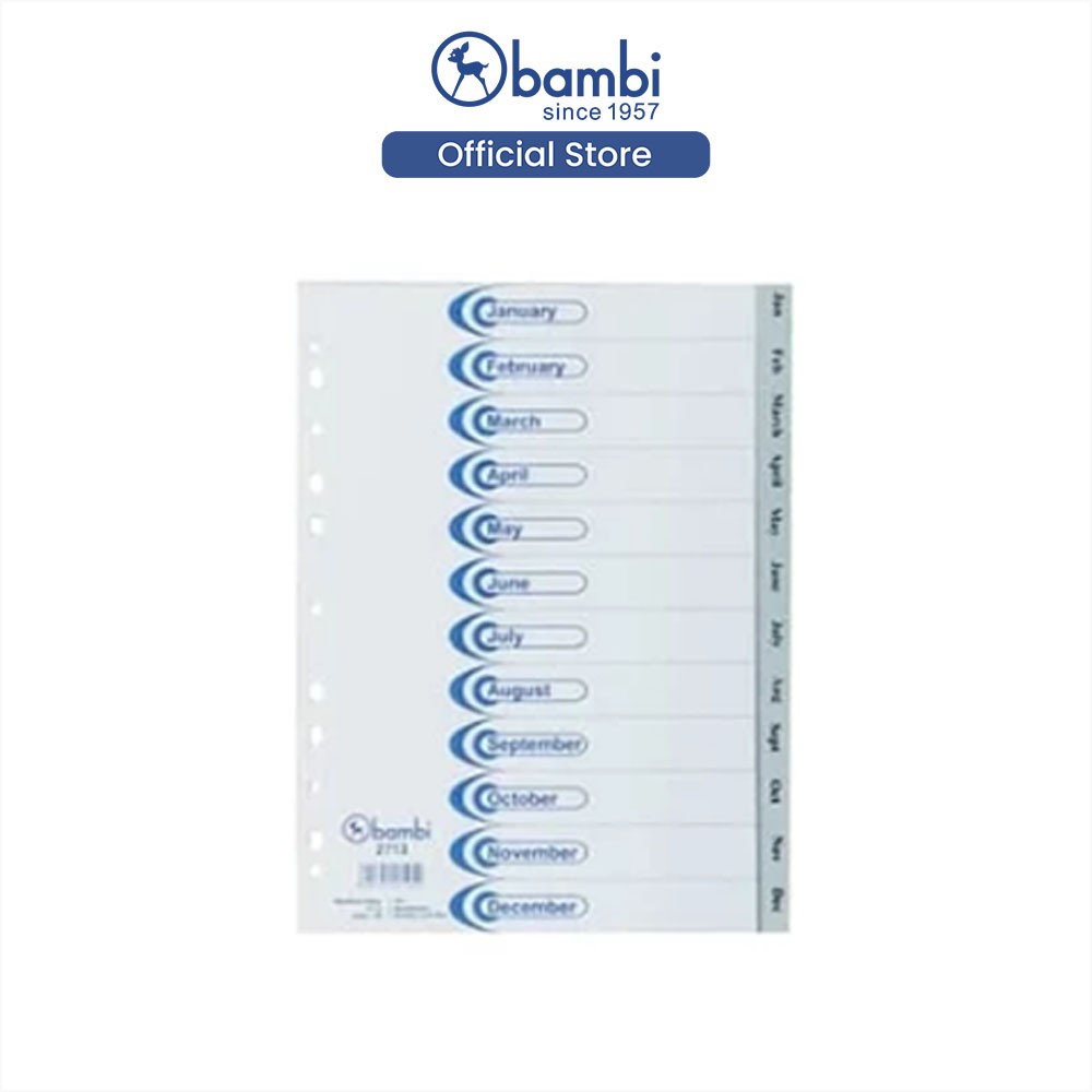 

Bambi Isi Binder A4 Divider & Indexes Pembatas Kertas Binder Edisi Pembatas Kertas Binder Edisi Monthly Multiholes Rigid Original
