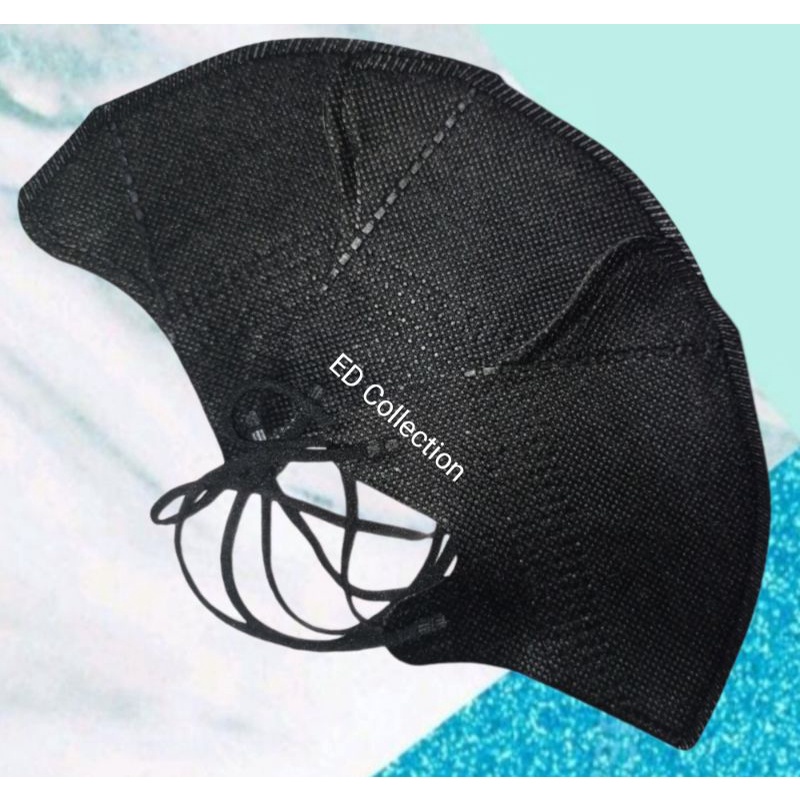 Masker Duckbill Garis Hitam Black Ecer Tali Senada