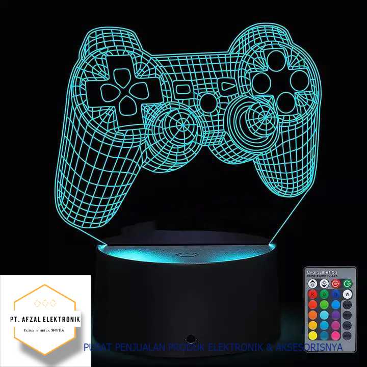 OUIO Lampu 3D RGB LED Transparan Night Light Game Controller - LD321