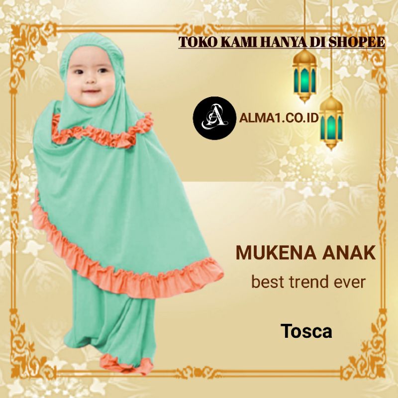 mukena anak perempuan bayi balita jersey adem tanggung polos kecil 1 2 3 4 5 tahun-Tosca list orange