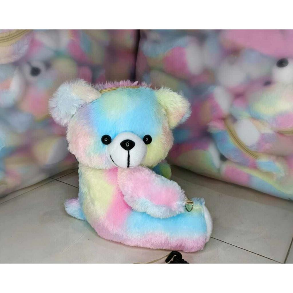 Tas Beruang Selempang Fashion Dewasa &amp; Anak Karakter Bulu Korea Teddy Bear Premium