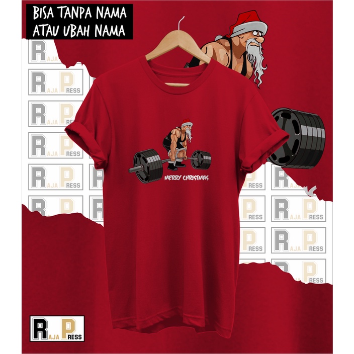 KAOS NATAL SANTA FITNESS LIFT NATAL MERRY CHRISTMAS COMBED 30S KATUN