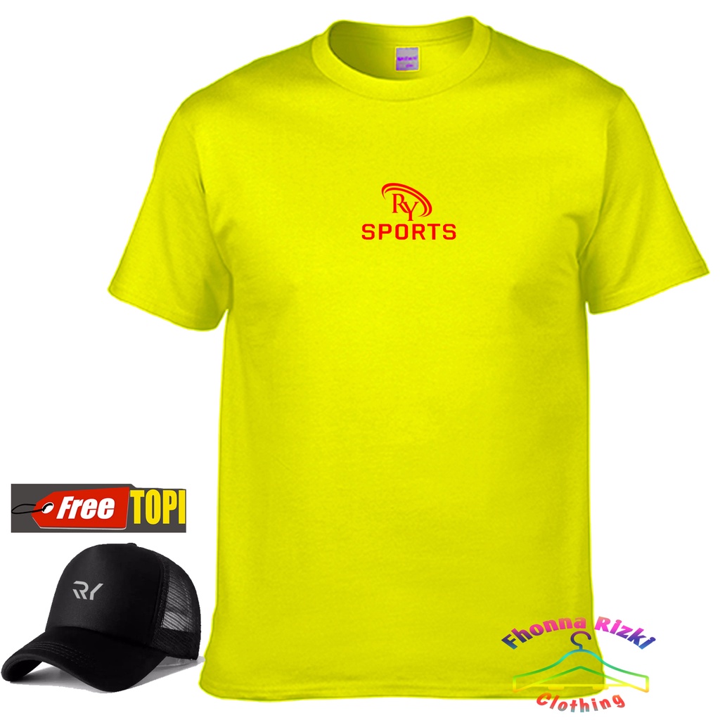 Kaos Distro Premium Pendek RY SPORT Merah + FREE TOPI / Pria Wanita