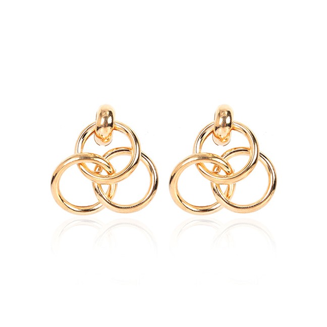 LRC Anting Tusuk Fashion Gold Color Alloy Plating Ring Earrings K77468