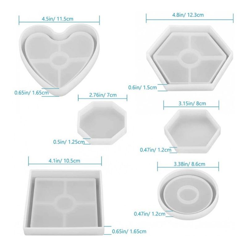Siy 4 / 6pcs Cetakan Resin Epoksi Kristal Bentuk Heksagonal Bulat Bahan Silikon Untuk Membuat Perhiasan Handmade Diy