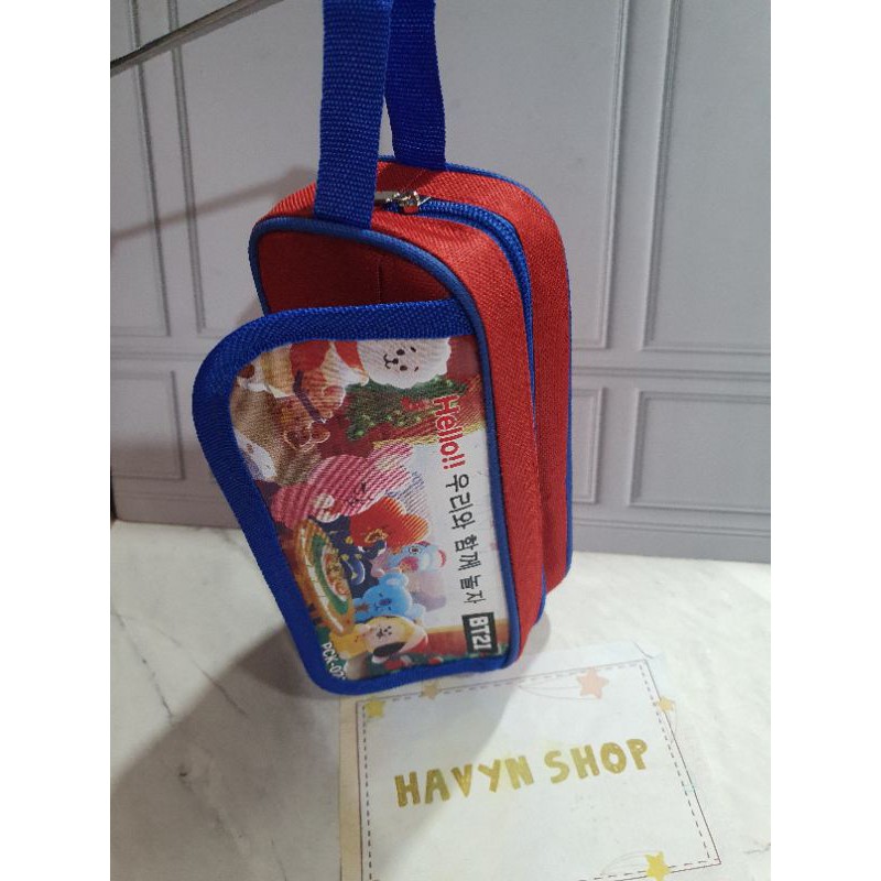 kotak pensil kain TUTUP B T S BT 21/pencil case canvas  B T S BT-21-3