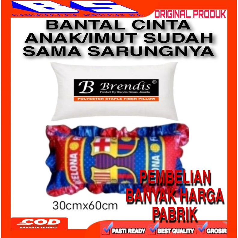 BANTAL CINTA ANAK IMUT BRENDIS 30X60 SUDAH PLUS SARUNG KARAKTER BOLA