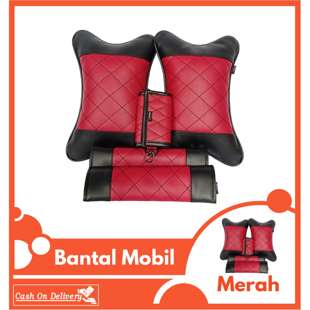 Set Bantal Mobil Premium 3 in 1 Bantal Seatbelt dan Kunci STNK Aksesories Mobil