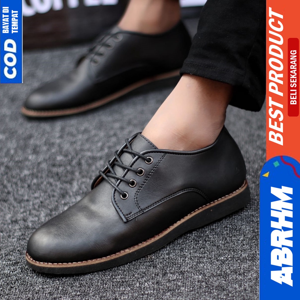 Sepatu Formal Pantopel Kerja Hitam Pria Original ABRHM CASPIAN