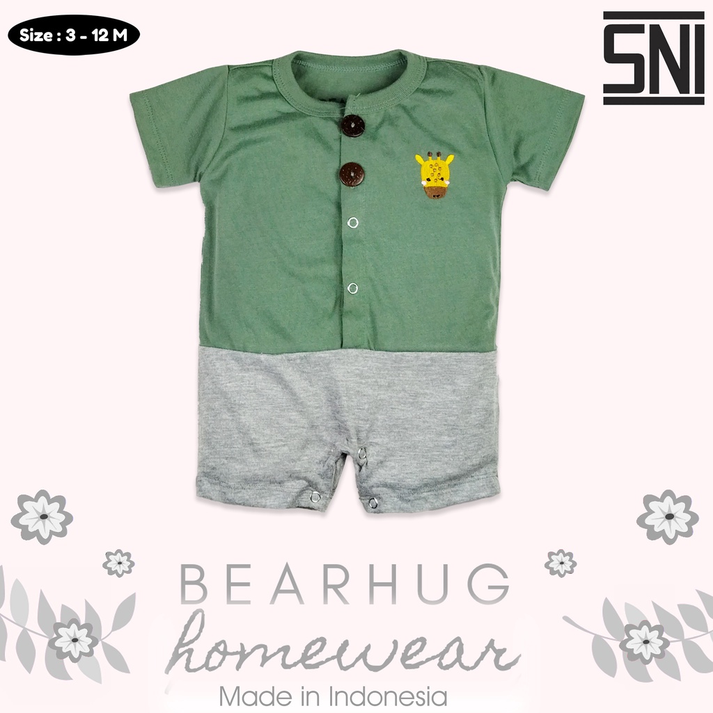 Bearhug Homewear Romper Belah Bordir  Bayi Laki-Laki  HSF4 Mixcolour 3-12 Bulan-4