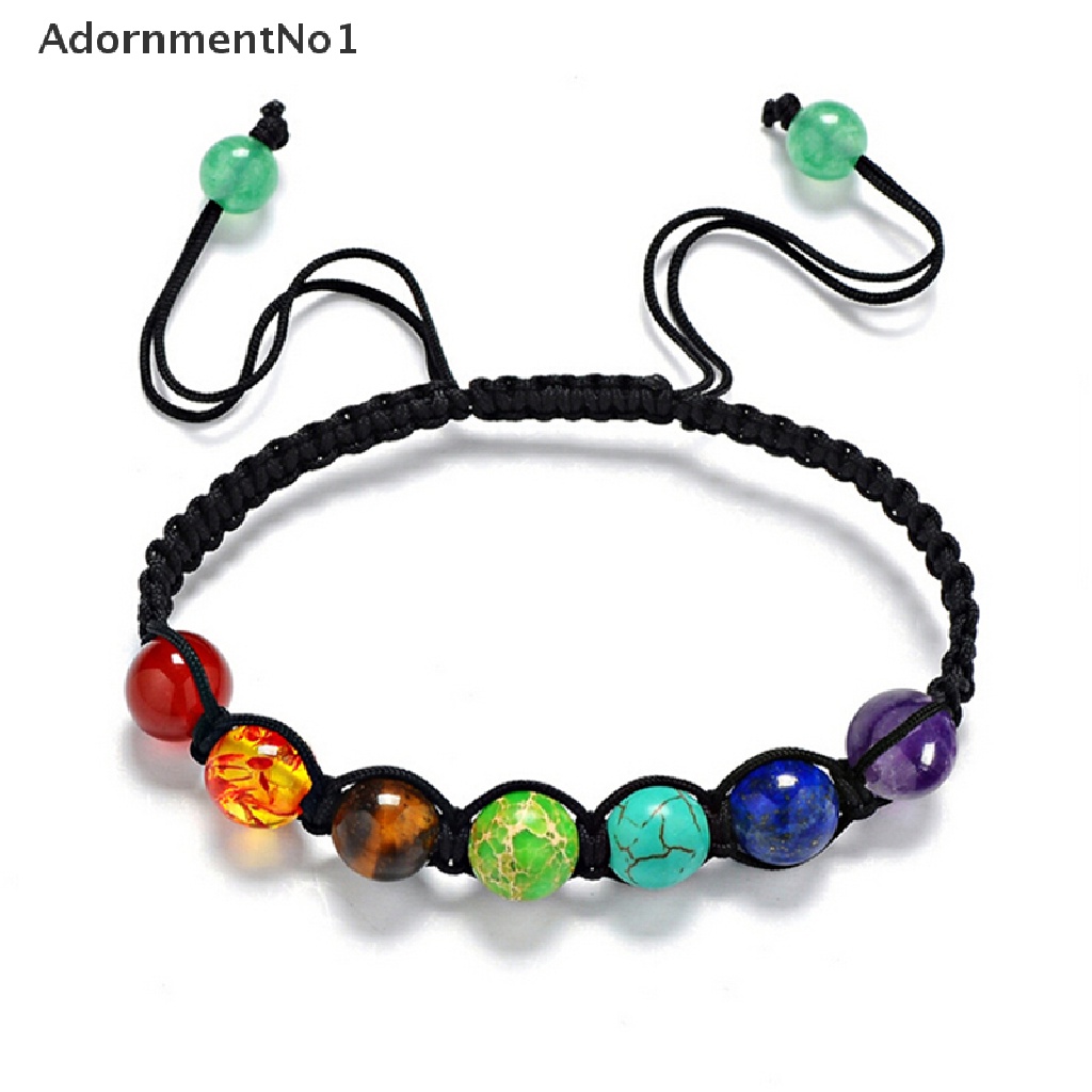 (AdornmentNo1) Gelang Tangan Manik-Manik Batu Lava 7 Chakra Healing Balance Untuk Yoga / Doa