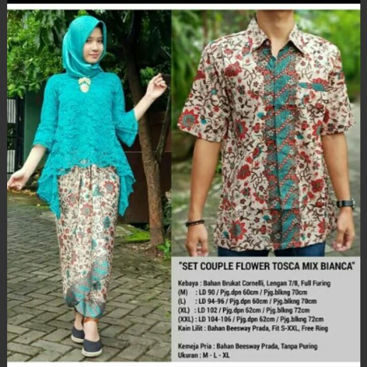 COUPLE KEBAYA BIANCA SET BROKAT NAVY/couple  bianca/baju seragam/kebaya murah