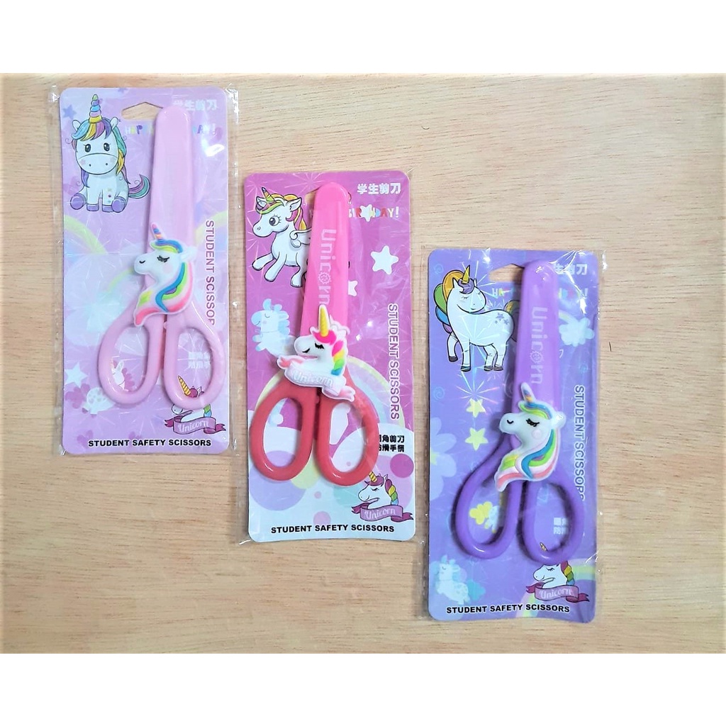

GUNTING KERTAS ANAK + TUTUP PENGAMAN 9105 LUCU MOTIF UNICORN WARNA KIDS SCISSORS