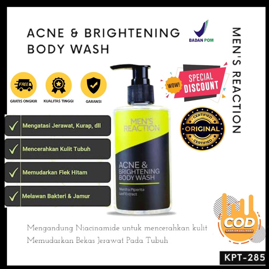 COD MENS REACTION BODY WASH ACNE SKIN SABUN MANDI PRIA SABUN MANDI JERAWAT BODY WASH BRIGHTENING Men