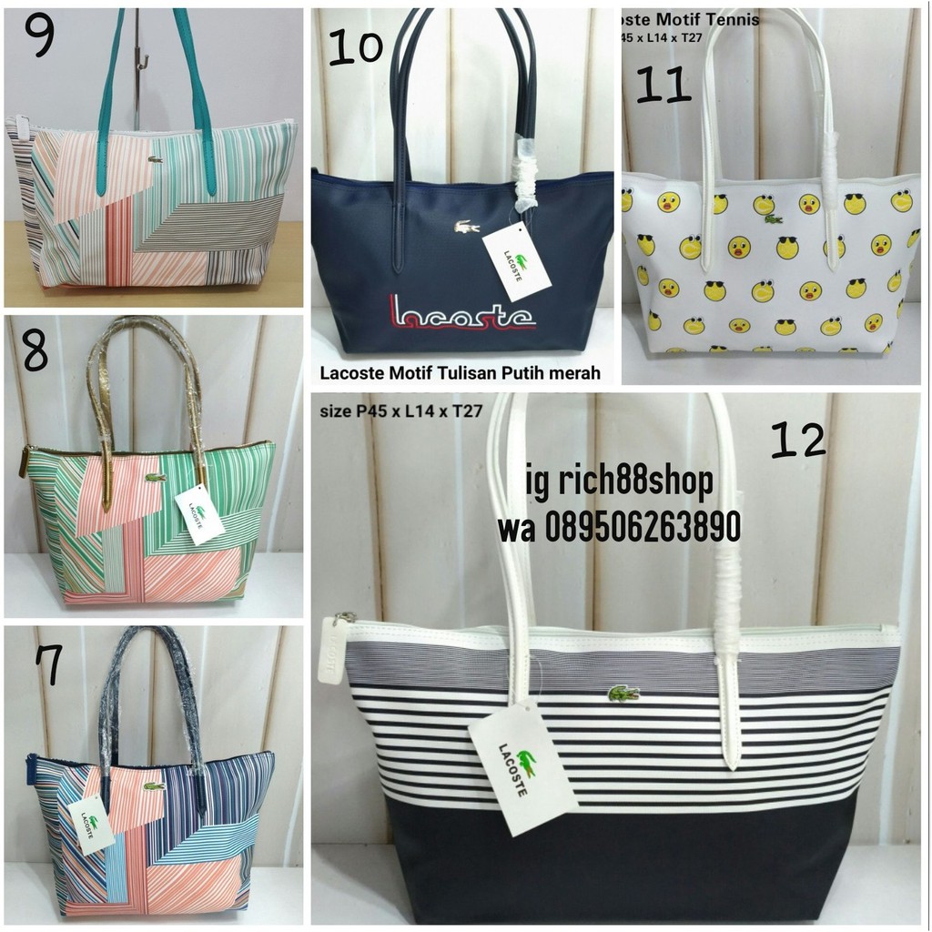 BESTSELLER Tas Totebag Lacoste Horizontal Motif garis