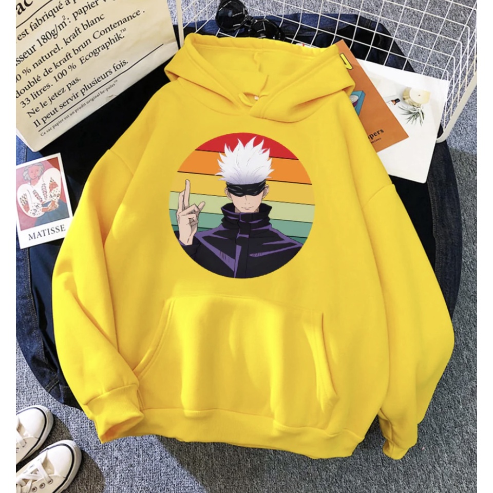 SATORU GOJO RAINBOW Anime Jumper Hoodie II Sweater Hoodie Anime II Sweter Oblong Topi Sz M - XL ( Pria &amp; Wanita / Anak &amp; Dewasa )