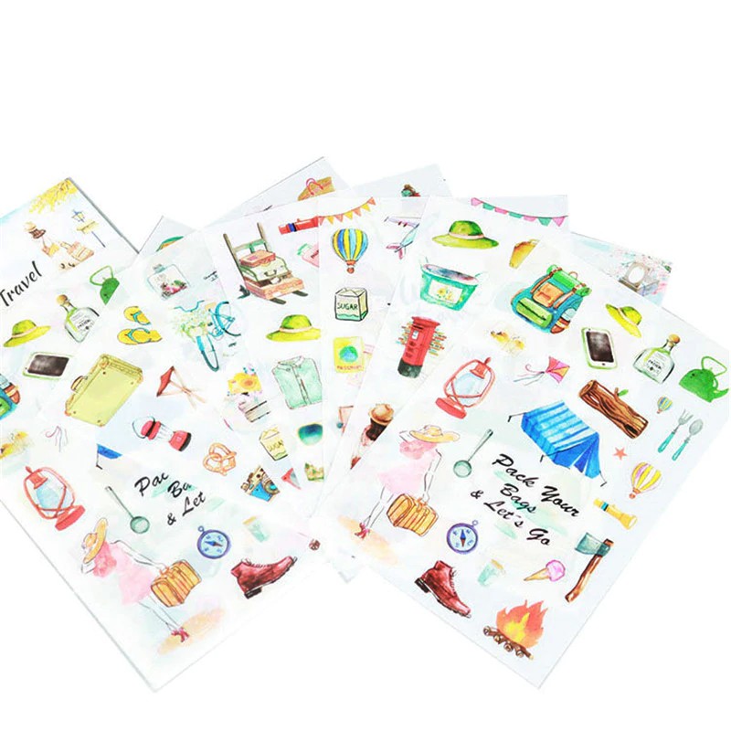 

INDORETAIL | 6 Pcs/set Kawaii Perjalanan Dunia Dekoratif Washi Stiker Scrapbooking Tongkat Label