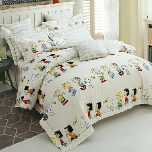 Sprei katun jepang ori anak motif snoopy uk. 200x200 180x200 160x200 120x200 100x200 t.25