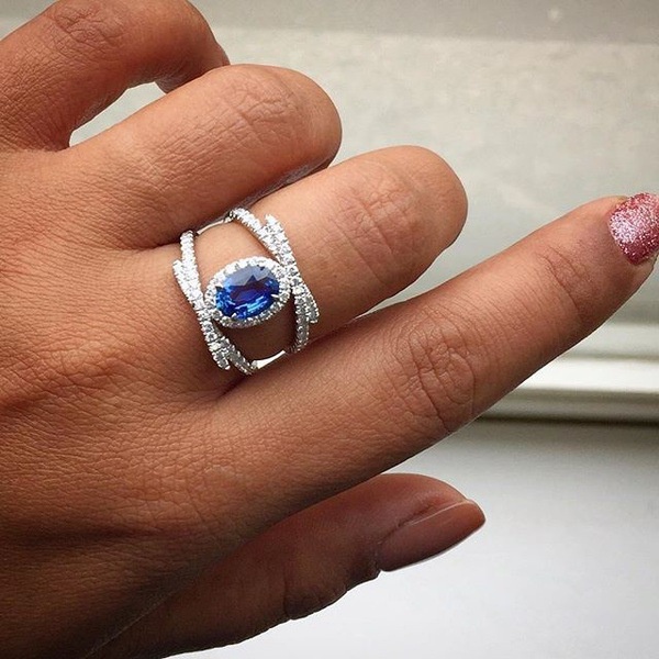 perak asli 925 cincin Wanita Fashion Perhiasan Biru Kreatif