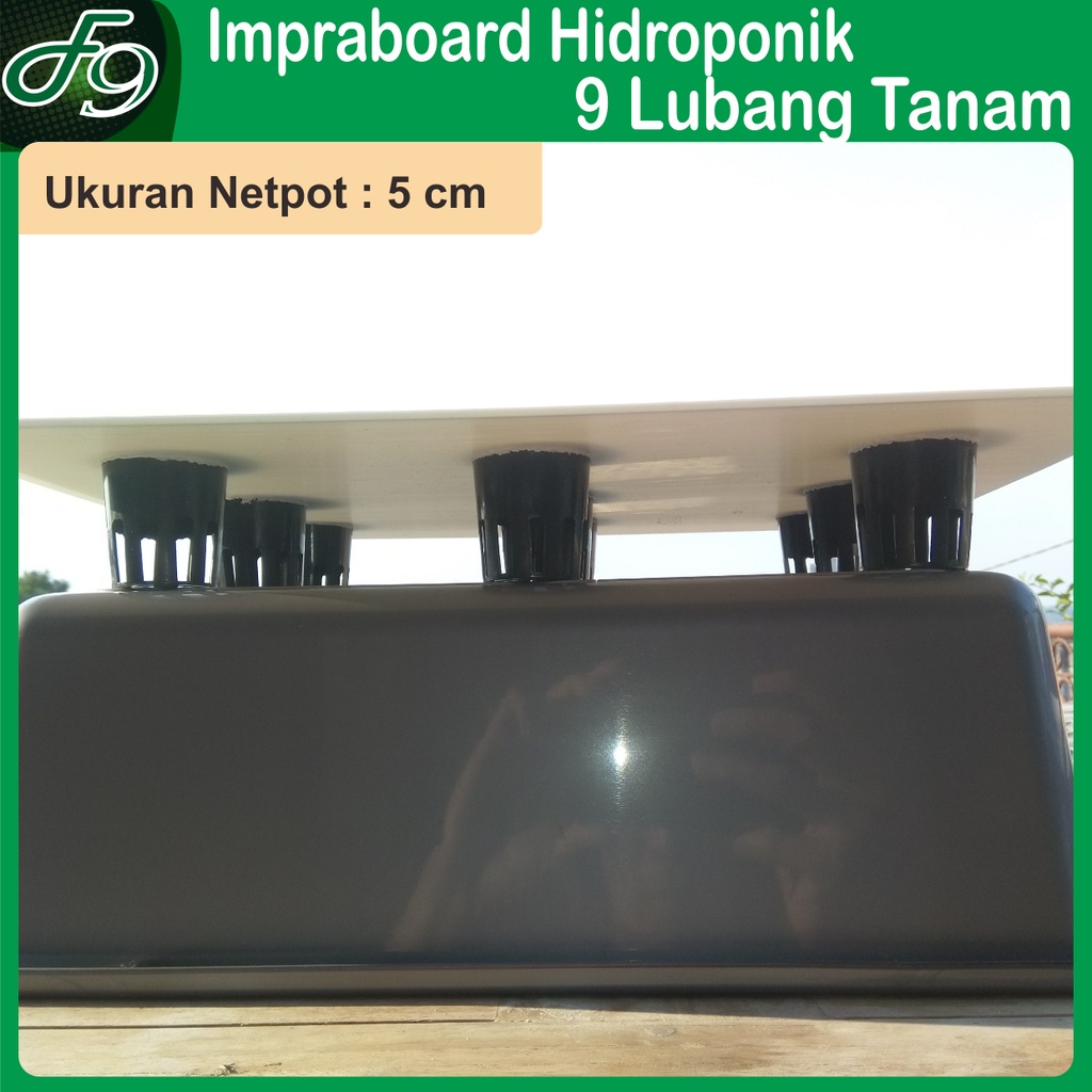 Impraboard Hidroponik 9 lubang Netpot 5cm