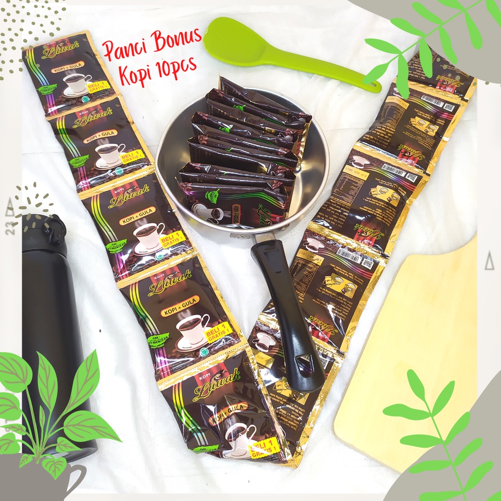 Panci Stainless Steel Tebal Masak Kopi Gagang Anti Lengket Bonus Kopi Luwak10pcs
