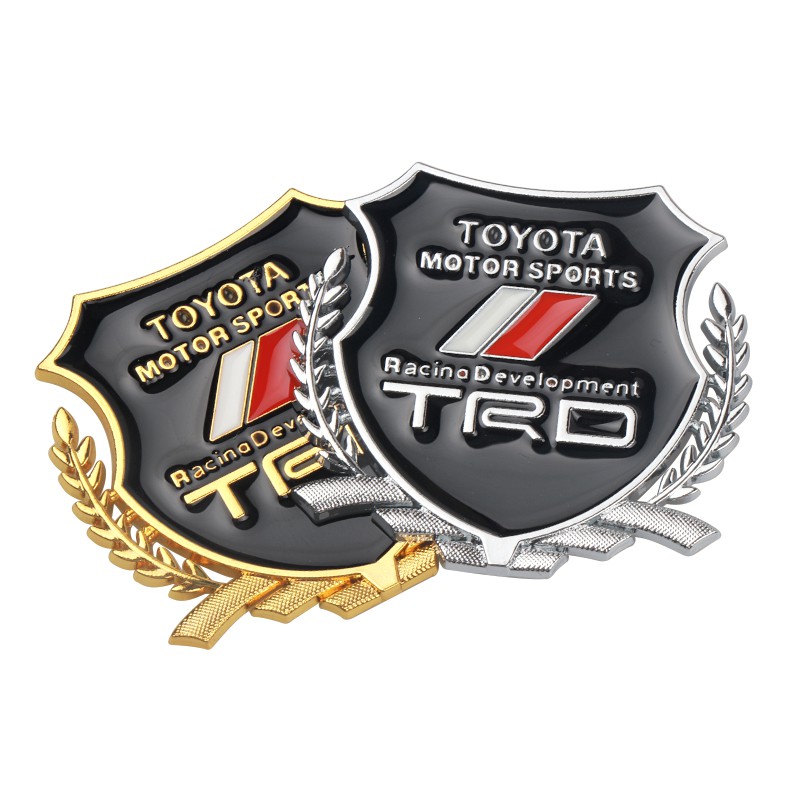 2Pcs Stiker Emblem / Badge logo Toyota TRD 3D Bahan Metal Untuk Kaca Jendela Mobil