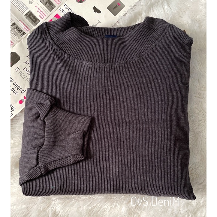 oversize Tangan Balon rib polos premium / blouse wanita / kaos tangan balon wanita oversize-Ovs Denim