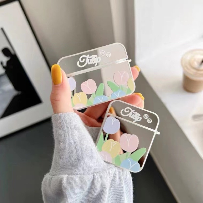 Pastel Tulip Mirror Softcase for Airpods 1/2 Pro 3 Case Airpods Lucu