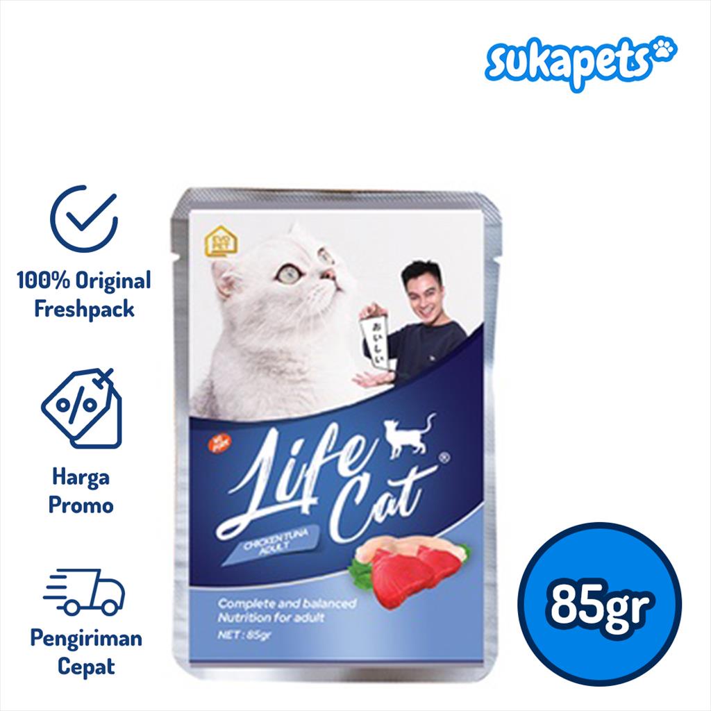 Life Cat Pouch Adult Chicken Tuna Makanan Kucing Basah 85gr