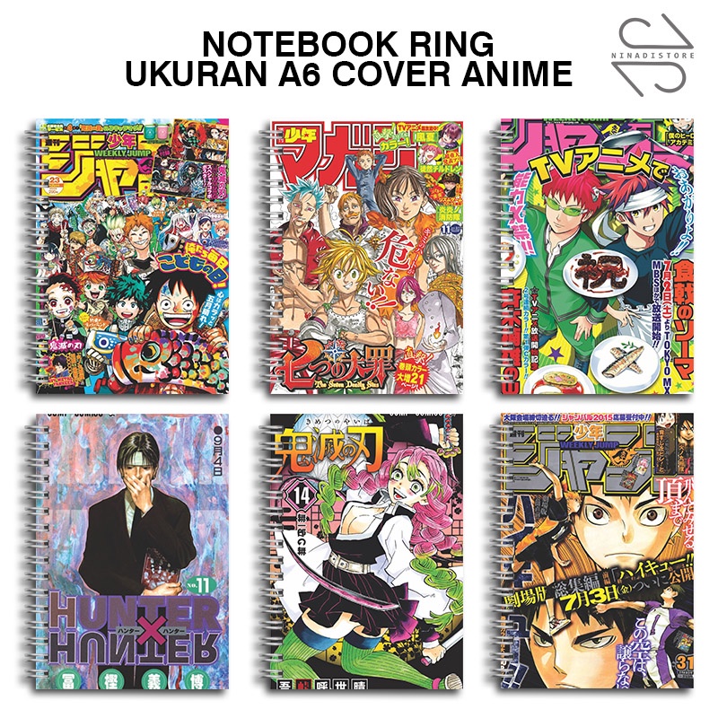 

Buku Tulis Catatan buku notebook buku diary Notebook Ring Spiral A6 60 Lembar koleksi gambar Cover Manga