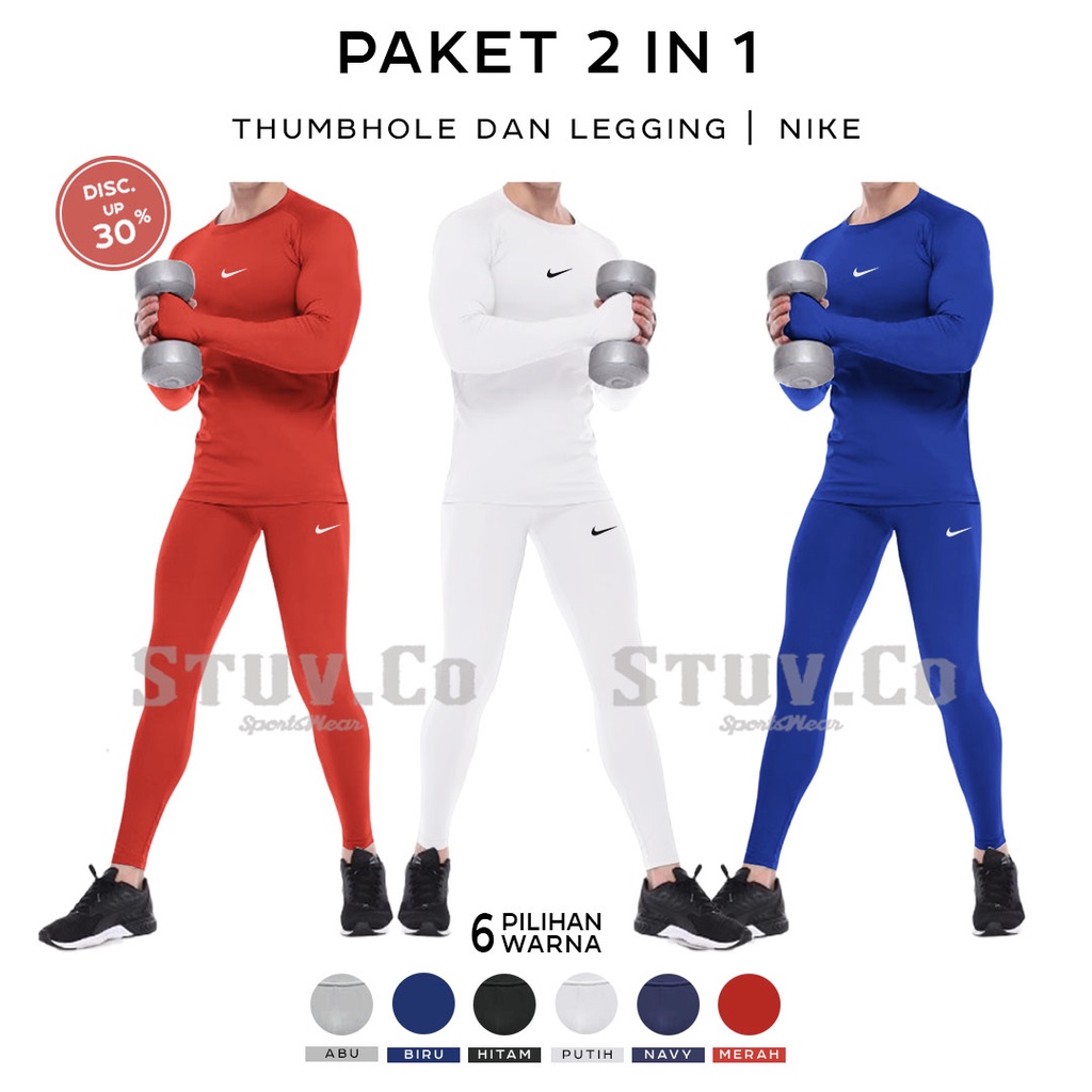 PAKET STELAN 2IN1 OLAHRAGA MANSET THUMBHOLE DAN LEGGING PANJANG UNISEX KEREN