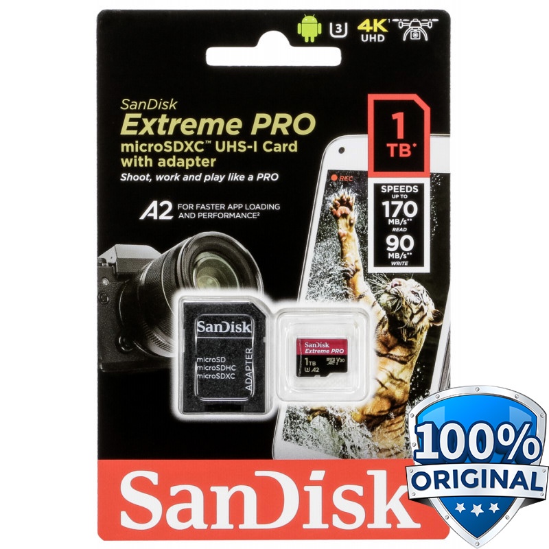 Sandisk MicroSDXC Extreme Pro 1TB - 512GB - 400GB - 256GB A2 V30 UHS-1 (170MB/s) - SDSQXCZ